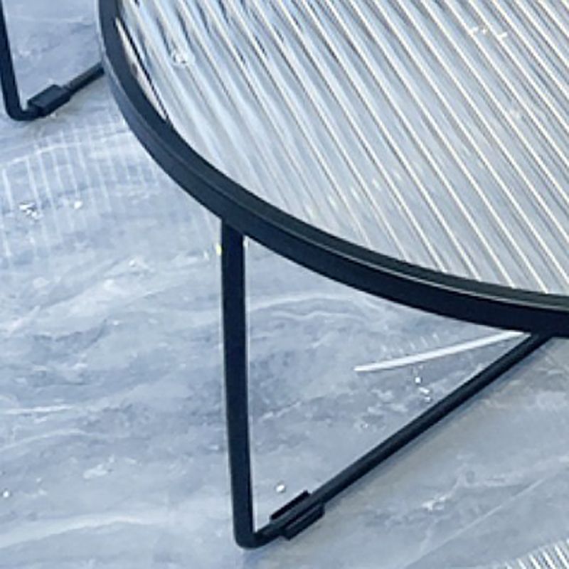 Glass Top Steel Coffee Table Round Minimalist Coffee Table for Living Room