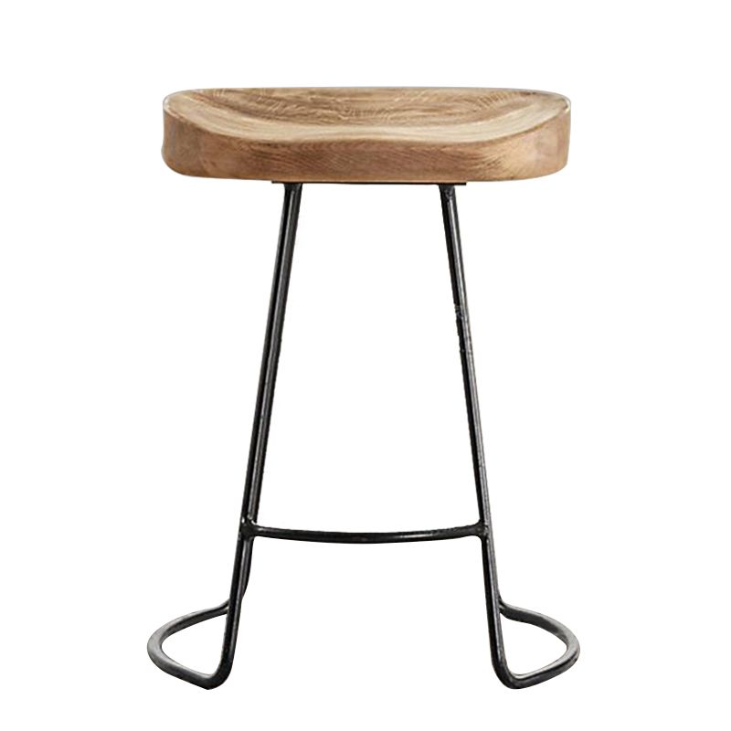 Contemporary Solid Wood Counter Stool Saddle Seat Bar Stool with Footrest