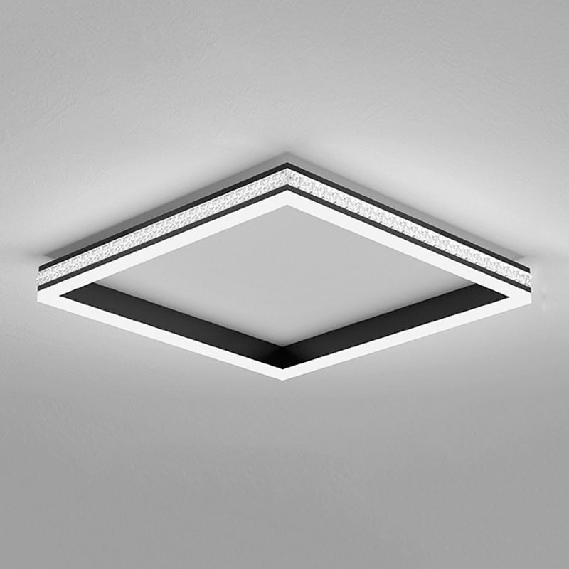 Metal Geometric Flush Ceiling Light Modern 1-Light Flush Mount Lighting in Black