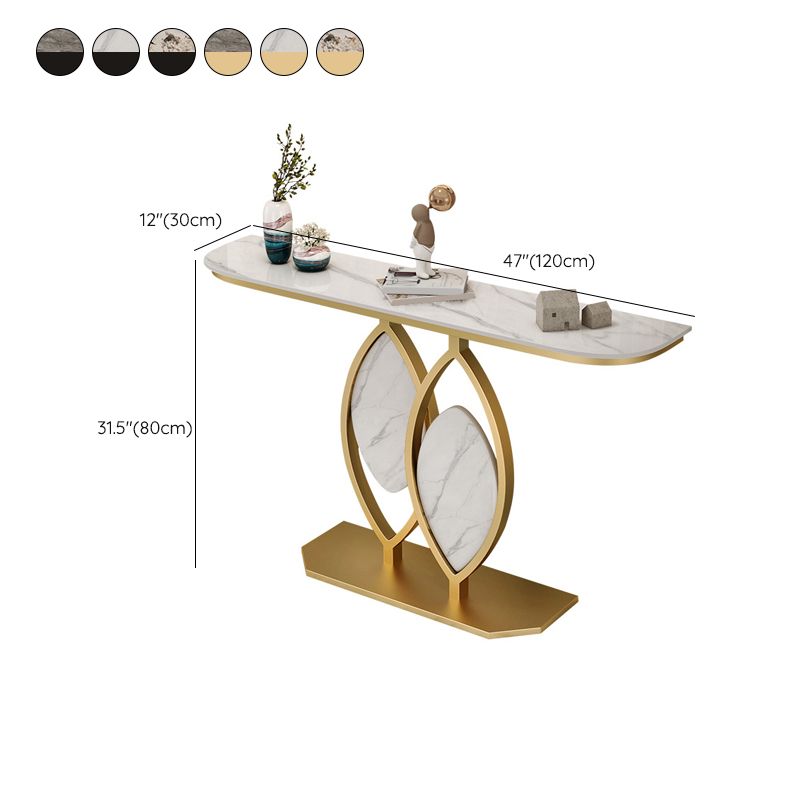 Glam Stone Console Table Scratch Resistant End Table for Hall