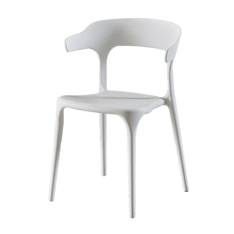 Sillas de comedor de plástico sin brazos, sillas auxiliares de comedor apilables escandinavas (juego de 4)