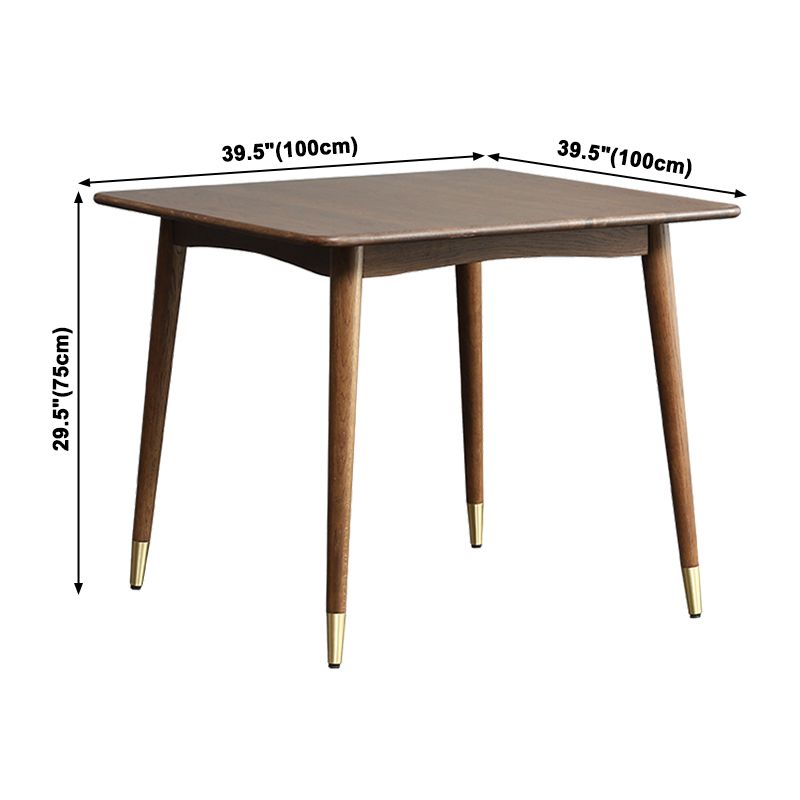 Table à manger industrielle carrée, Table fixe couleur bois avec bois massif de chêne