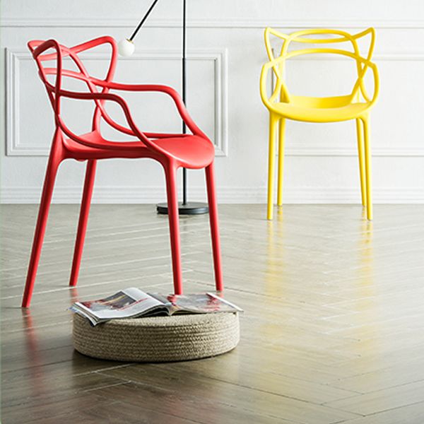 Contemporary Style Dining Chairs Plastic Dining Arm Chairs for Kitchen