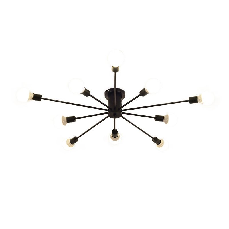 Lámpara de techo con luz múltiple Sputnik, estilo industrial, metal, montaje semi empotrado
