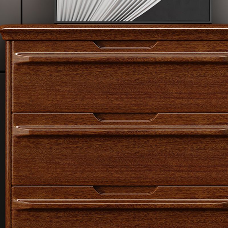 16.9" W Brown Storage Chest Dresser Walnut Vertical Storage Chest with Drawers