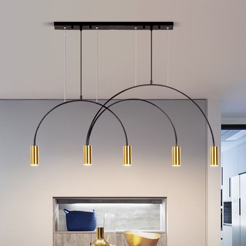 Metal Cylindrical Shade Island Pendant Modern Style Multi Light Island Lighting