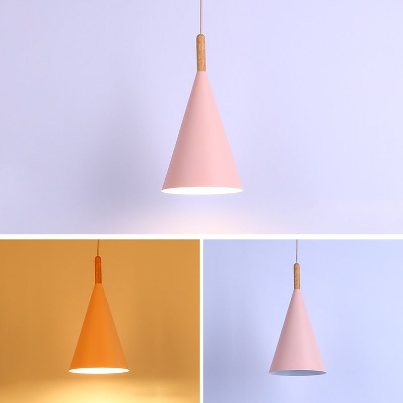Modern Style Cone Shape Hanging Light Metal 1 Light Hanging Lamp for Bedroom
