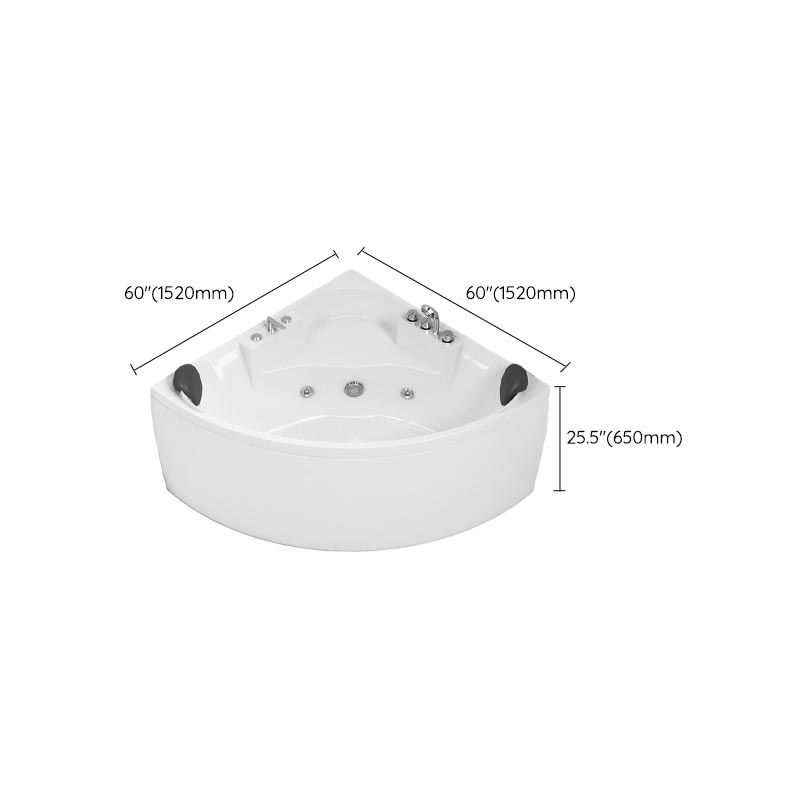 Modern Corner White Acrylic Bathtub Back to Wall with Drain and Massage Device Bath Tub