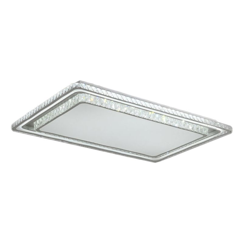 Dual-Tier Crystal Flush Light Minimalist LED White Flush Mount Ceiling Light for Living Room