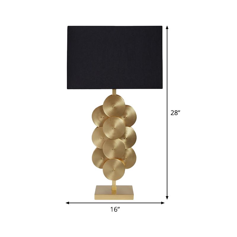 1 Bulb Rectangle Nightstand Lamp Contemporary Fabric Reading Book Light in Black