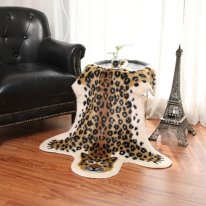 Modernismus Leopardenmuster Rug Brown Polyester Teppich nicht rutschtierfreundlich waschbarer Teppich für Wohnzimmer