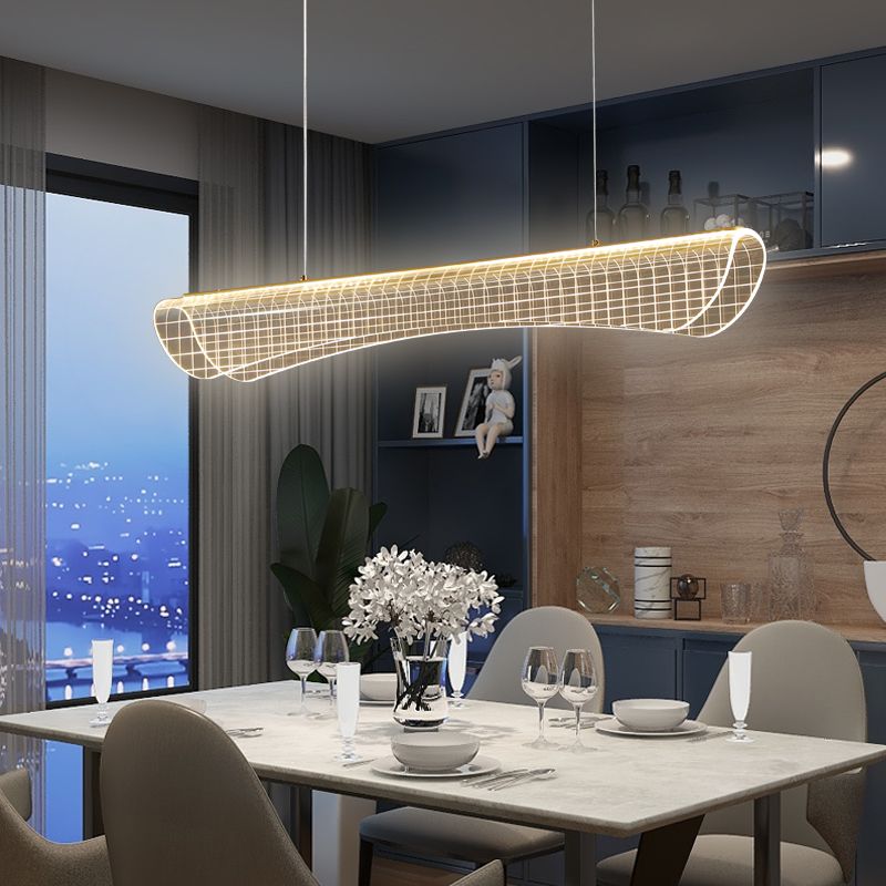 Modern Pendant Light Transparent Island Lighting Metal 1 Light Island Light Fixture in Black