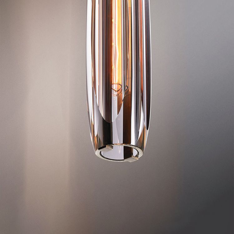 15.3 "Lengte K9 Kristallen Hanglicht Postmoderne stijl Brass Simplicity Lighting Fixture in rookgrijs voor eetkamer