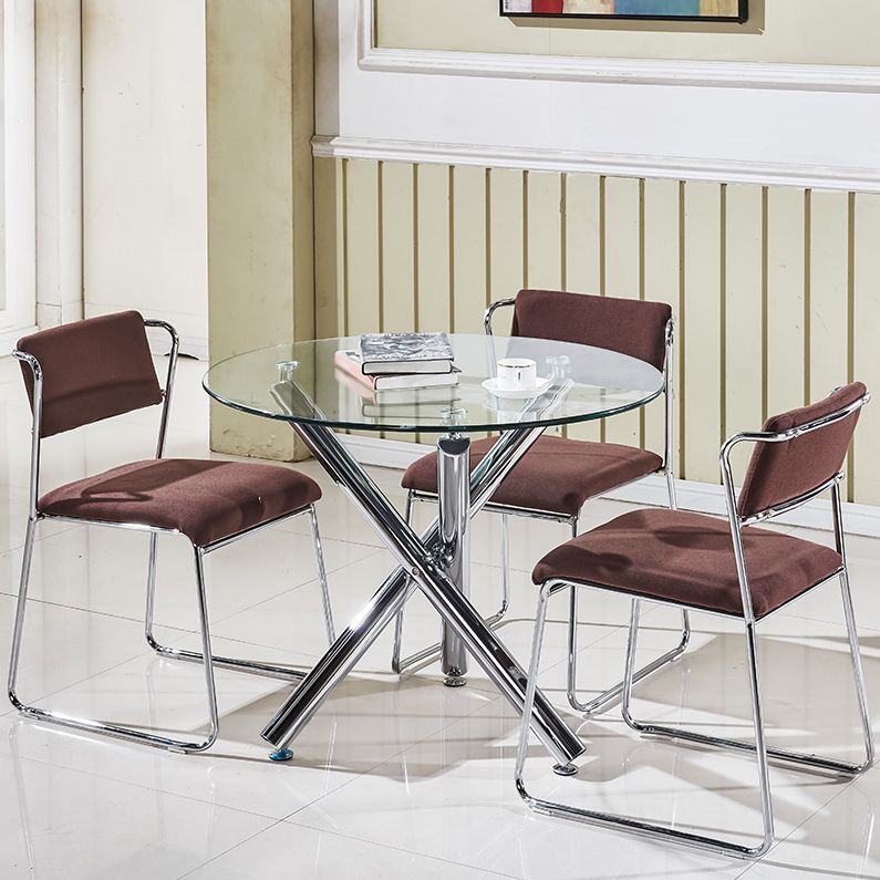 Ronde vorm transparant eettafel glazen tafel minimalistisch met 3 poten