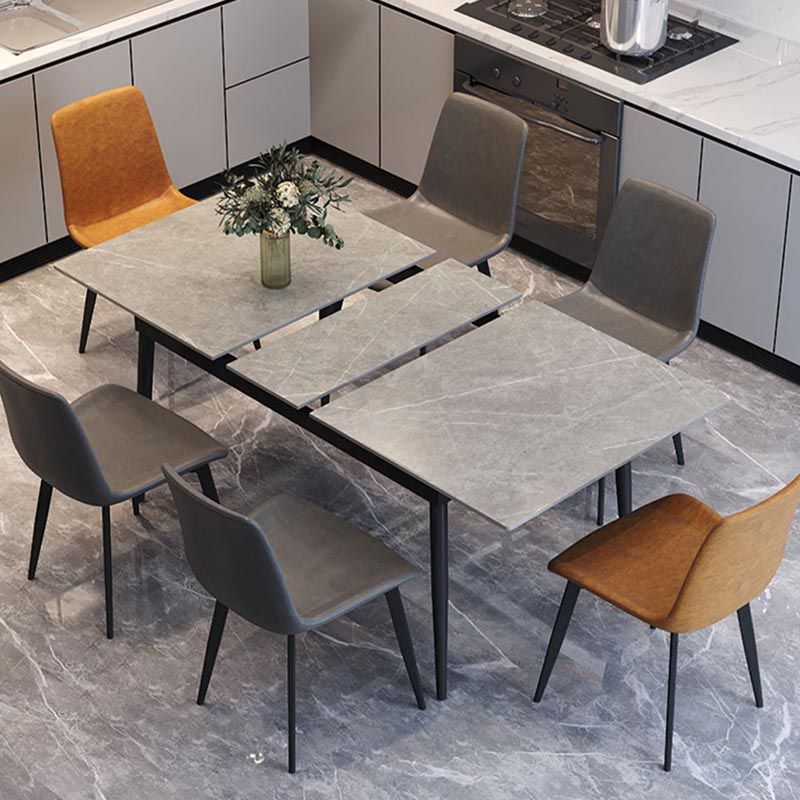 Rectangular Sintered Stone Dining Table Modern Extendable Table with 4 Legs