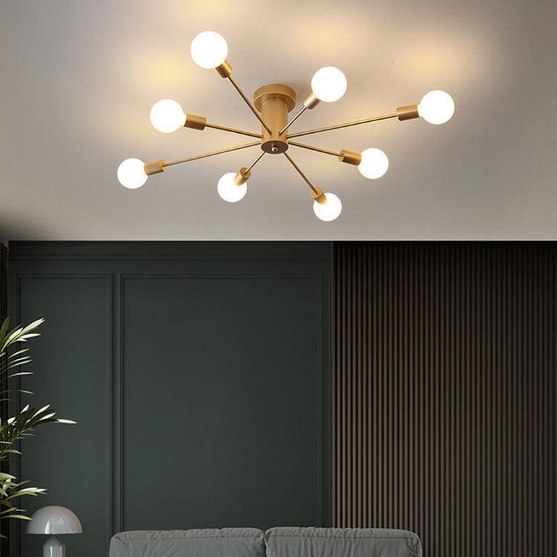 Minimalism Sputnik Flush Mount Metal Semi Flush Mount Light for Living Room