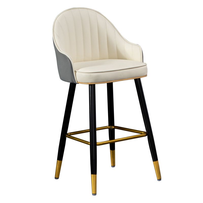 Scandinavian Armed Reception Stool Matte Finish Leather Barstool