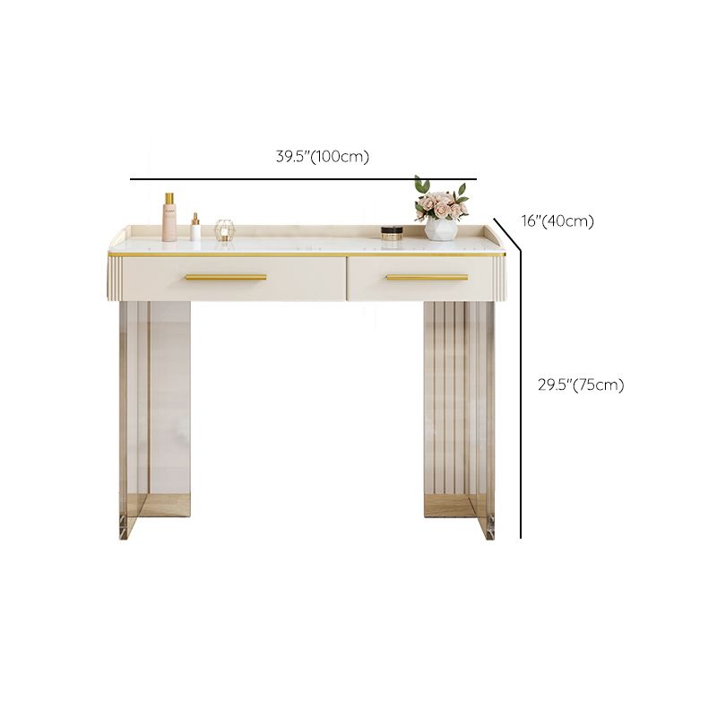 Contemporary Stone Top Dressing Table with 2 Drawers and Acrylic Base