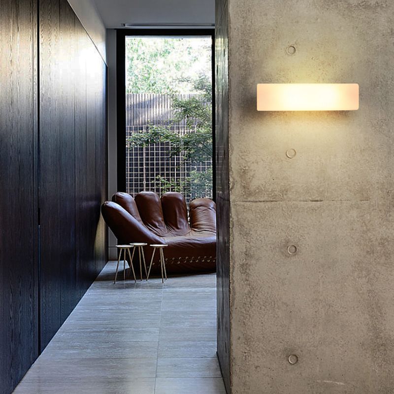 Glass Rectangular Wall Sconce Lights Modern Style 2 Lights Wall Mounted Lamps in White