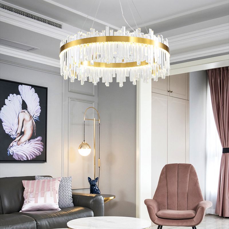 CRIMPO CHURCHIO GOLD APPILE LIGUATA POSTMOdern Crystal Block 19,5 "/23,5" /31,5 "Lampada LEDELIER LED LED