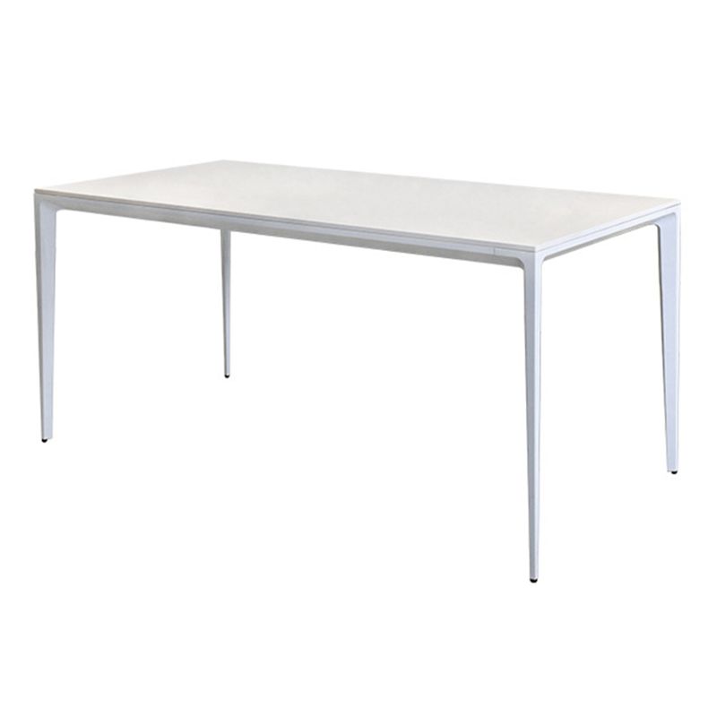 Metal Contemporary Rectangle Dining Table White Sintered Stone Table for Dining Room