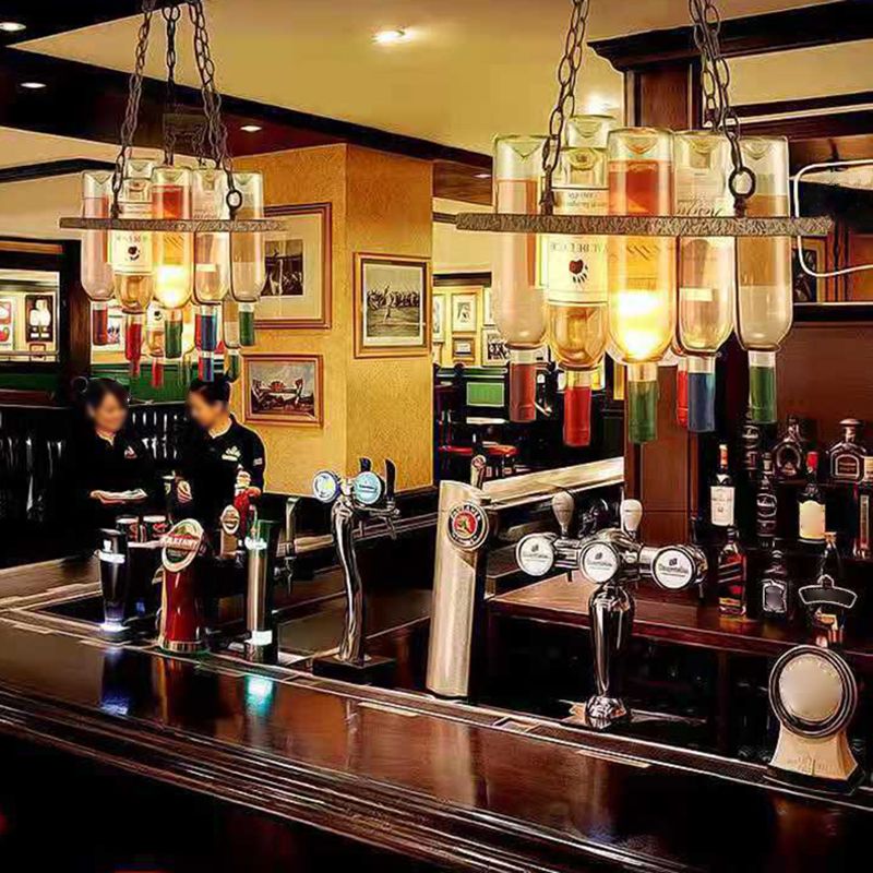 Household Glass Hanging Island Light Industrial Hanging Lighting Fixture for Dining Room