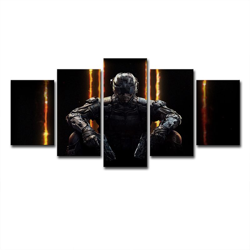 Black Game Character Canvas Print Multi-Piece Wall Art for Teenage Bedroom