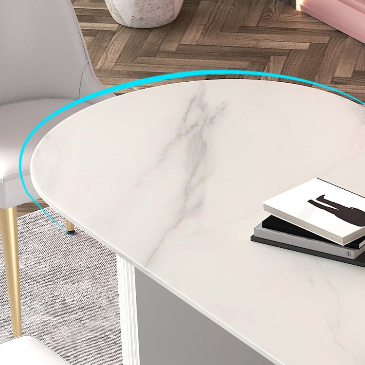 Metal Modern Oval Dining Table Sintered Stone Indoor Table for Dining Room and Kitchen