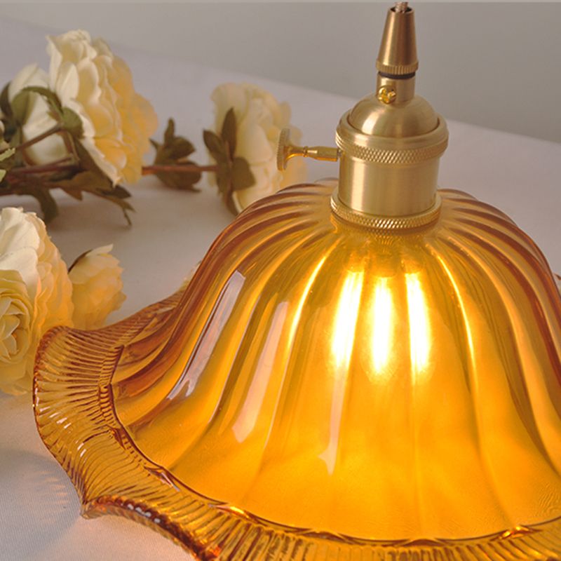 Industrial Style Ceiling Light Fixture with Glass Shade for Living Room