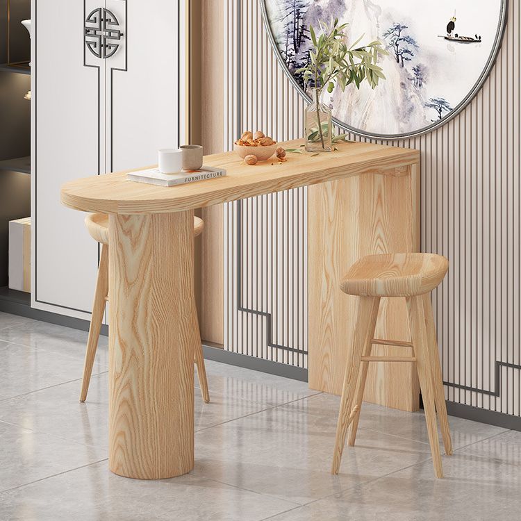 Wood Bar Dining Table Contemporary Double Pedestal Bar Table