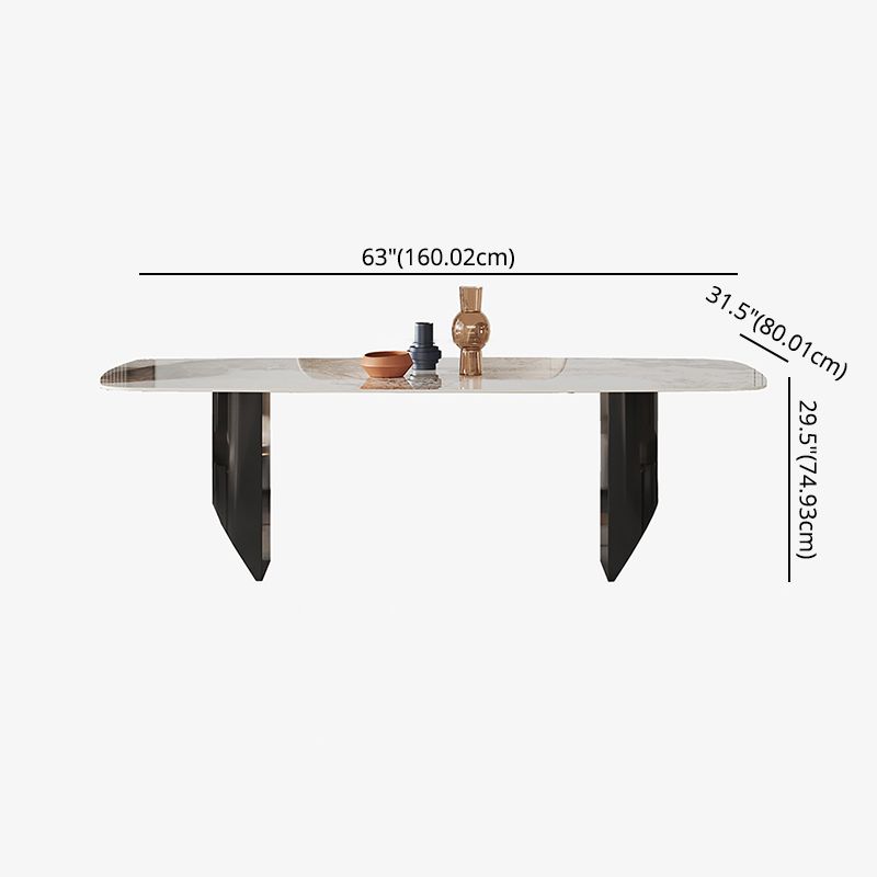 Contemporary Dining Sets with Sintered Stone Dining Table and Cushioned Chairs