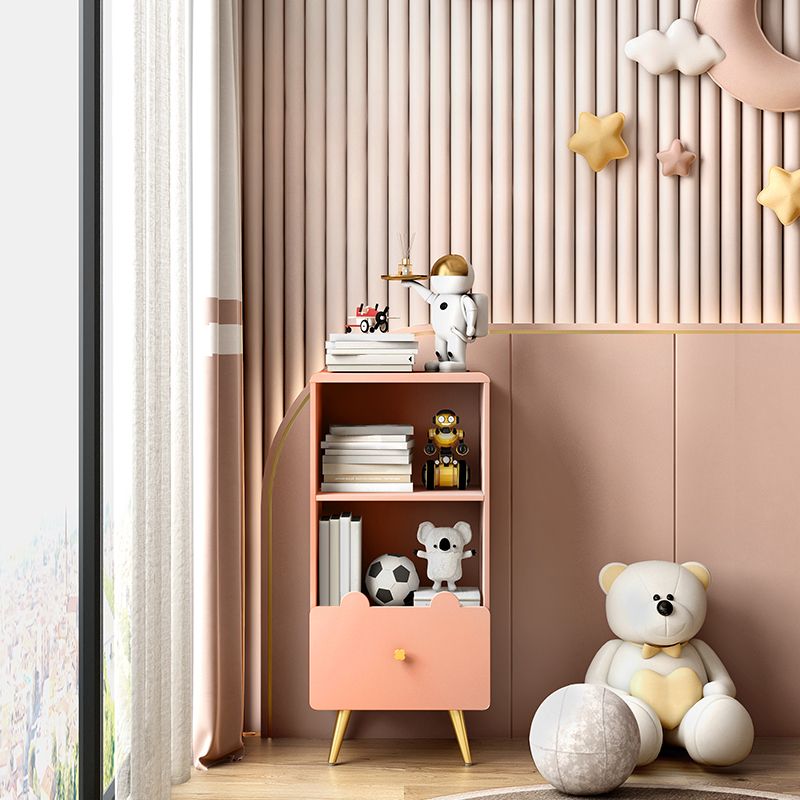 Wood Standard Bookcase Contemporary Style Closed Back Bookshelf with Drawer