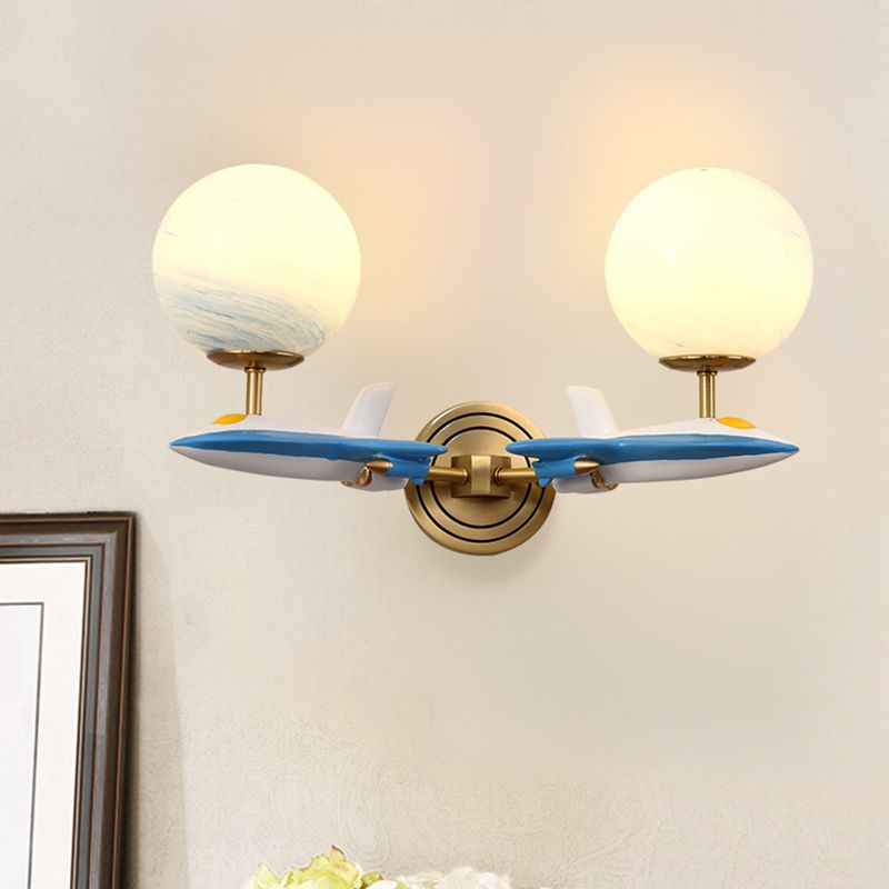 Living Room Sphere Wall Light with Airplane Glass Resin Contemporary Sconce Light