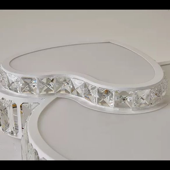 Lámpara de techo con montaje empotrado en forma de corazón de cristal, lámpara de techo empotrada blanca LED moderna
