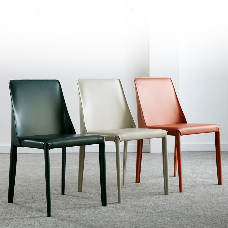 Faux Leather Contemporary Dining Room Chairs Matte Finish Solid Back Dining Arm Chairs