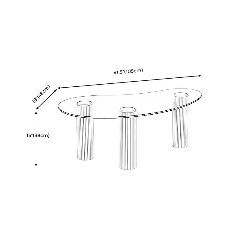 14.9"H 3 Legs Base Solid Color Glass/Slate Irregular Top Coffee Table