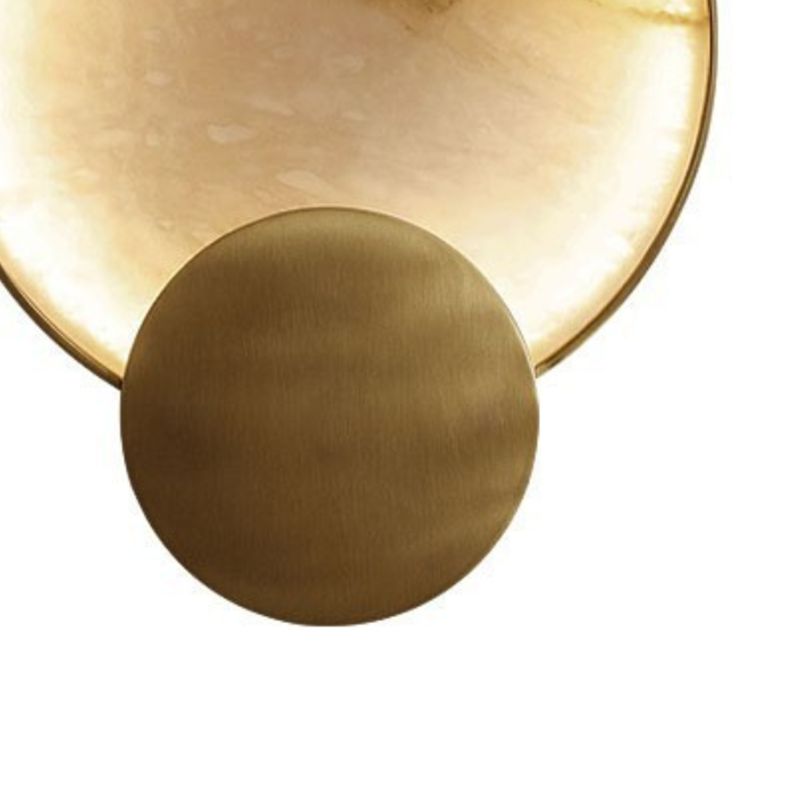 LED Round Wall Sconce Brass & Marble Post Modern Wall Light in Gold