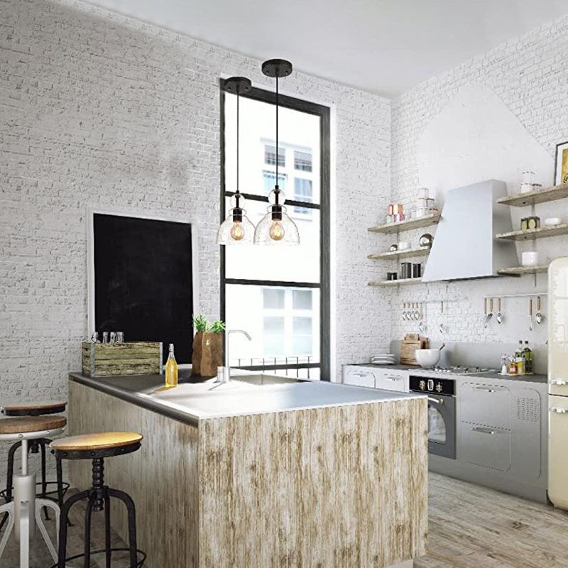 Seeded Glass Retro Industrial Style Hanging Light 7" Wide Single Bulb Metal Lighting Pendant for Bedroom