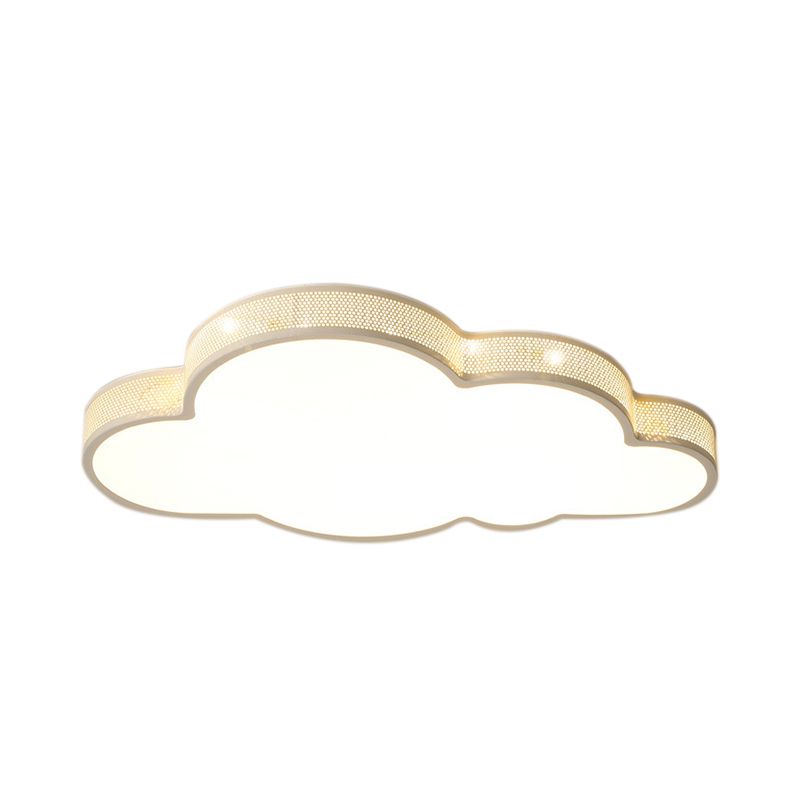 Macaron Perforated Cloud Ceiling Lamp Metal and Acrylic Undertint LED Flush Mount Light for Hallway