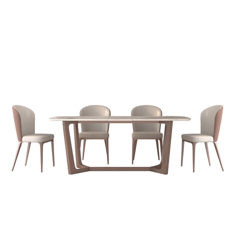 Extendable Sintered Stone Top Dining Set Rectangle 1/4/5/7 Pieces Dining Table with Chairs
