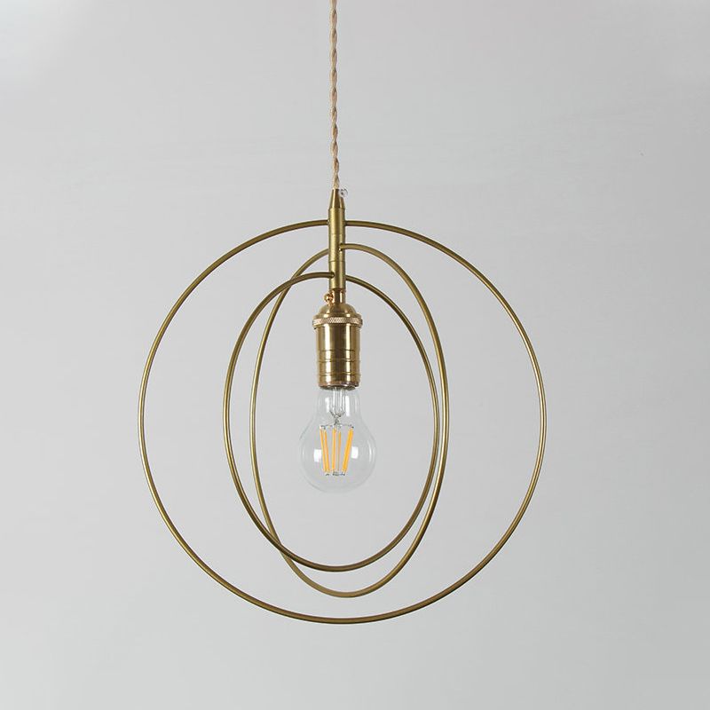 Minimalist 3-Ring Hanging Light Metal 1 Light Living Room Pendant Lamp Fixture in Gold