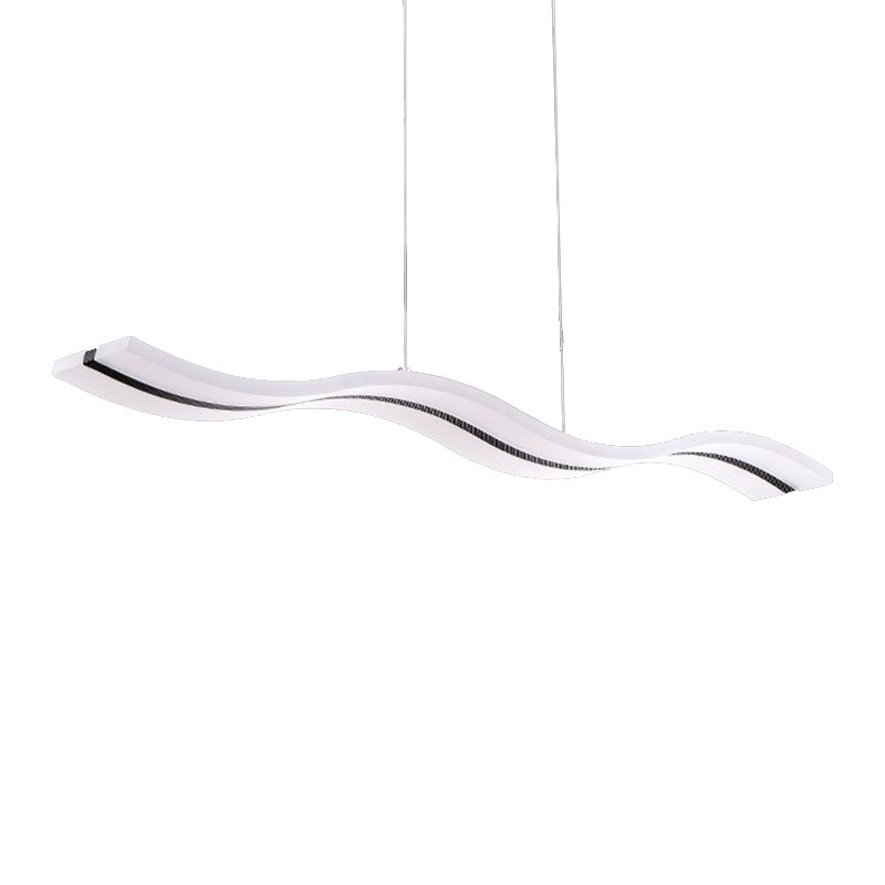 Linear Shape Chandelier Lighting Modern Style Acrylic 1 Lights Island Lamp in White