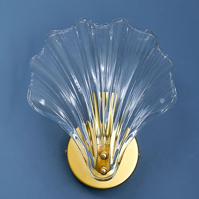 Shell Shape Glass Vanity Lamp Modern Style 1 Light Vanity Light Fixture in Gold