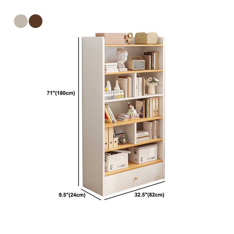 Modern Style Bookcase with Drawer Engineered Wood Shelf for Living Room