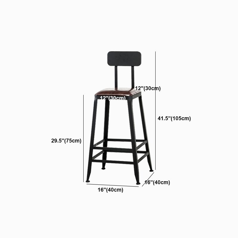 Industrial Metal Stool Faux Leather Cushion Footrest Stool for Bar