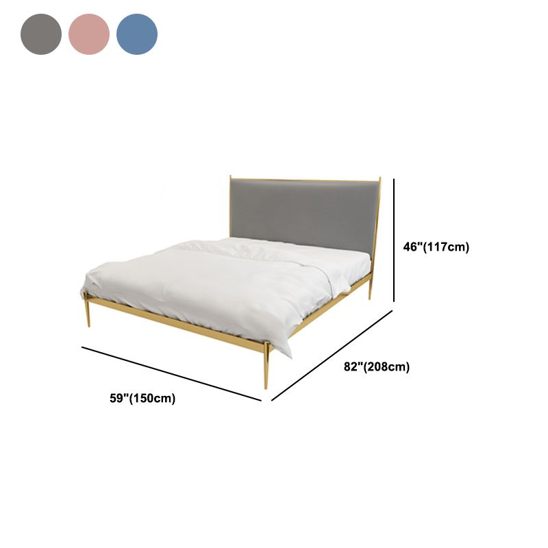 Upholstered Bed Frame Luxurious Metal Standard Bed in Gold Finish