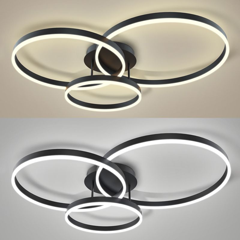 Minimalism Ceiling Light Fixture Circle Flush Mount in Black for Living Room