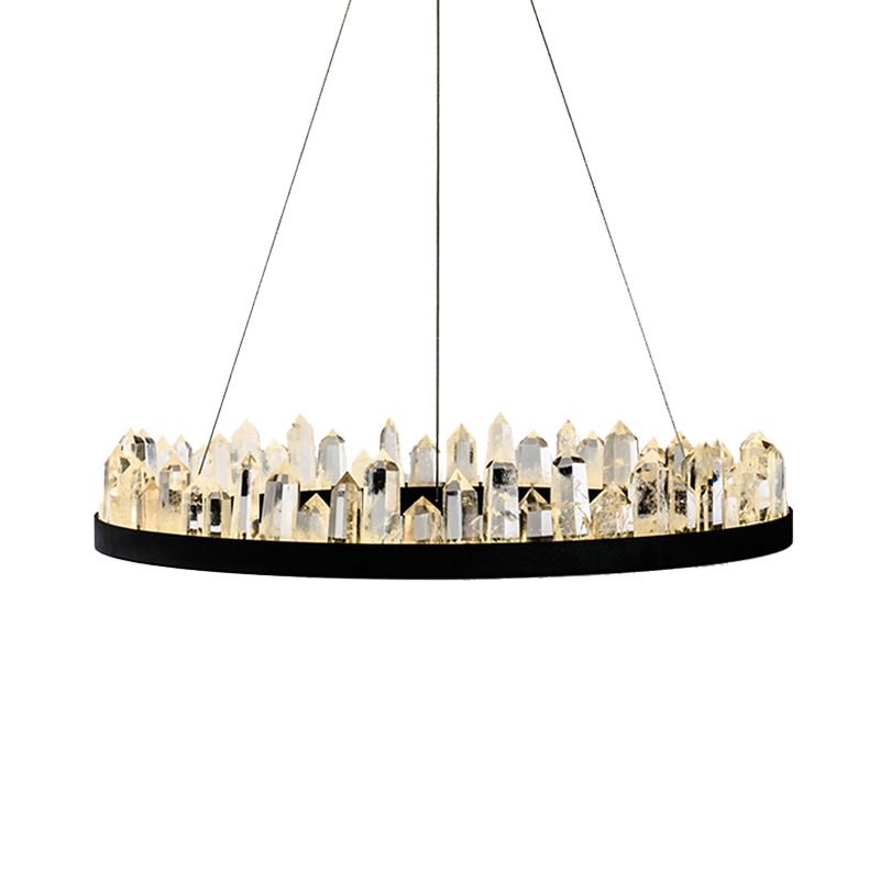 Crystal Ring Plafond Pendre Light Minimaliste LED Black suspendre la lampe de suspension pour le salon