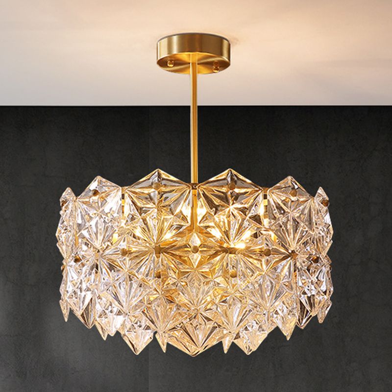 Snowflake Chandelier Light Fixture Vintage Clear Glass Pendant Lighting for Restaurant