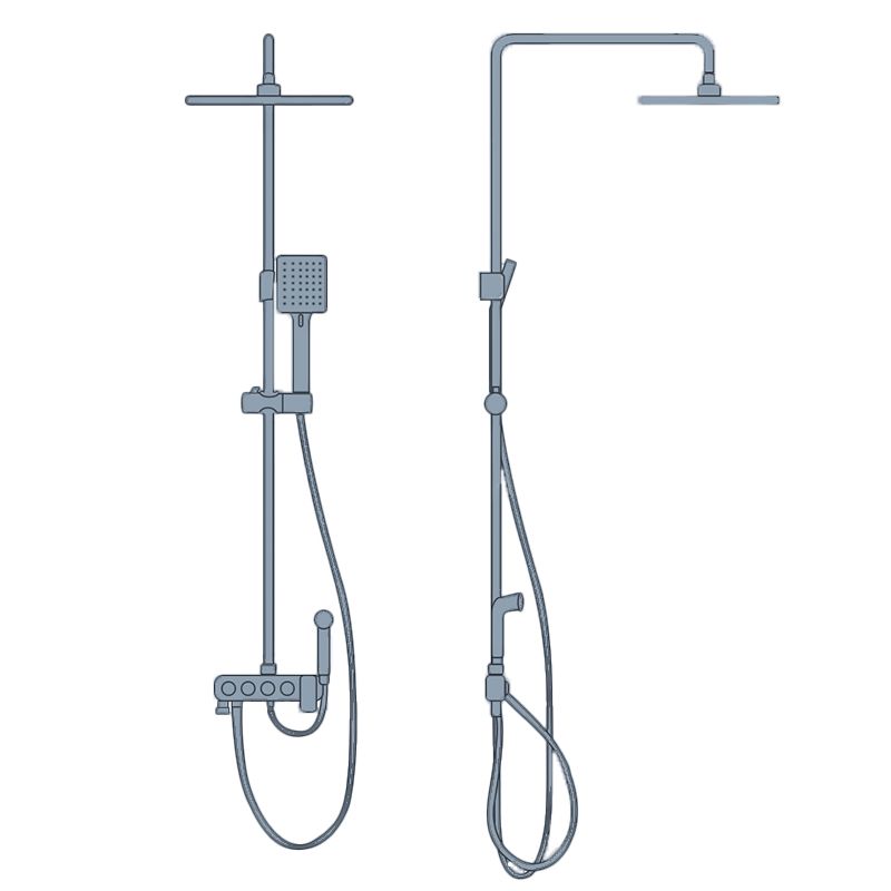 Modern Style Shower System Copper Spot Resist Rectangle Wall Mounted Shower System